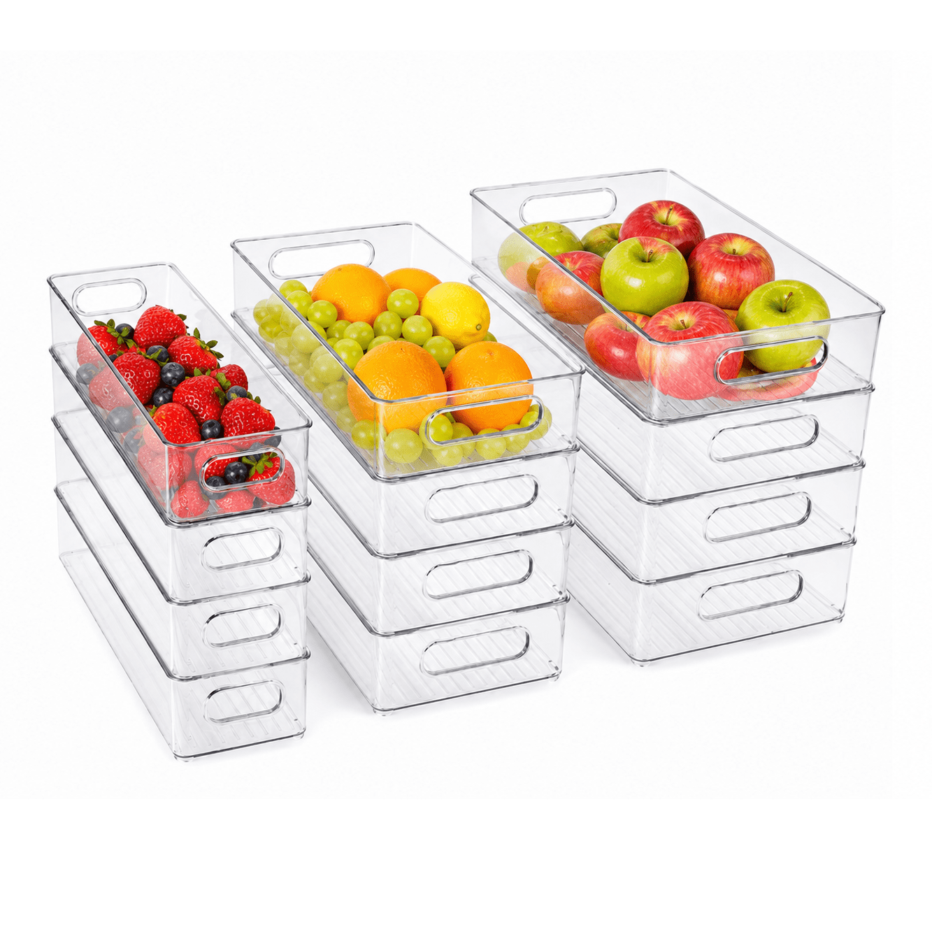 Refrigerator Organizer Bins, 3 Sizes Stackable Clear Pantry with Handles for Fridge, Freezer, Shelves, Drawer, Snack Organizer Home & Kitchen,Boxes,Containers Plastic Baskets