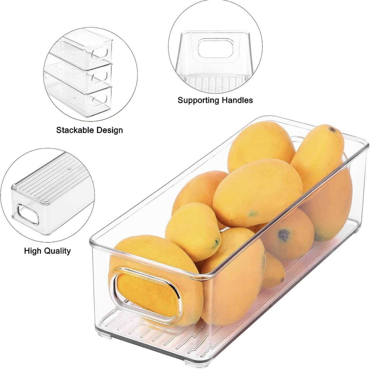 ZHOHO TANT Stackable Clear Refrigerator Organizer Bins, 3 Sizes 12 Pcs with Handles for Fridge, Freezer, Kitchen Storage — image 3 of 8