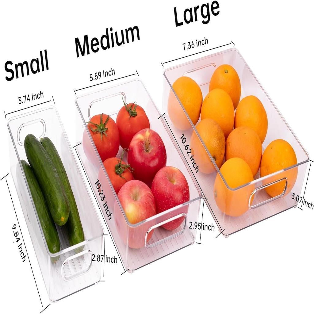 ZHOHO TANT Stackable Clear Refrigerator Organizer Bins, 3 Sizes 12 Pcs with Handles for Fridge, Freezer, Kitchen Storage — image 5 of 8