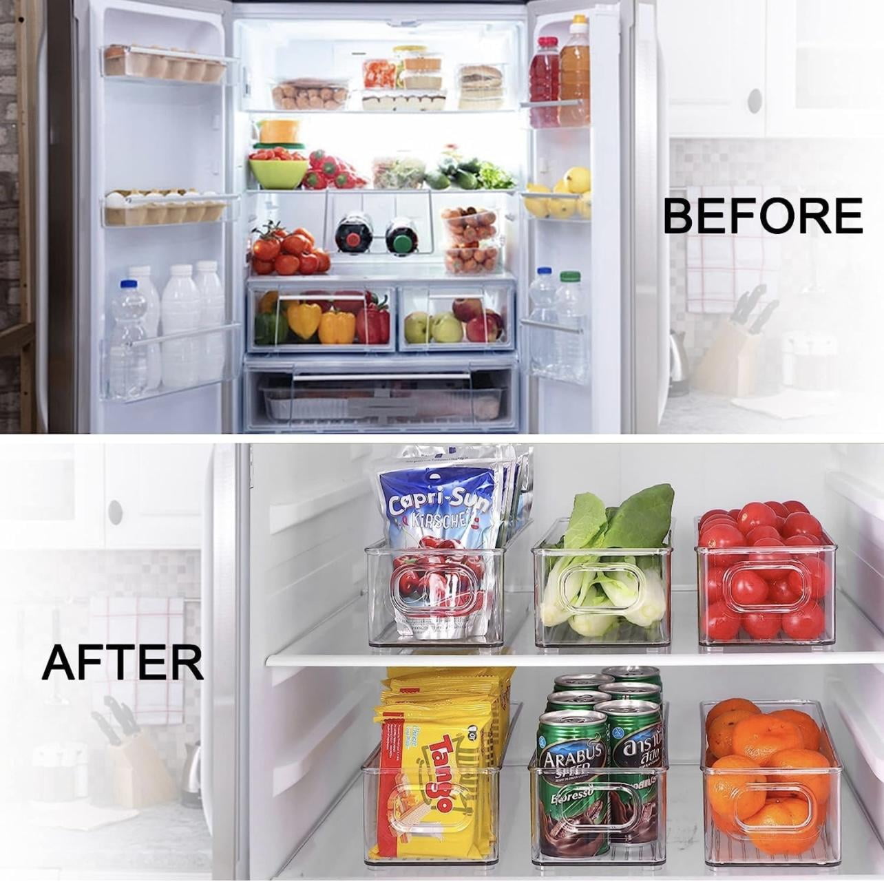 ZHOHO TANT Stackable Clear Refrigerator Organizer Bins, 3 Sizes 12 Pcs with Handles for Fridge, Freezer, Kitchen Storage — image 7 of 8