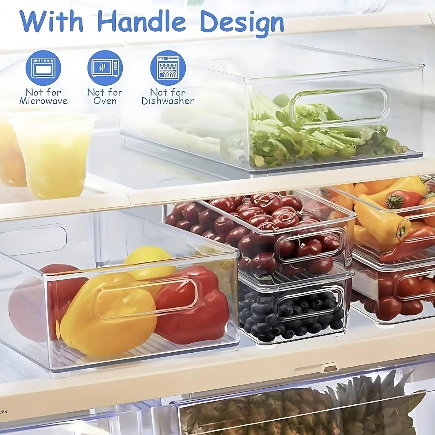 ZHOHO TANT Stackable Clear Refrigerator Organizer Bins, 3 Sizes 12 Pcs with Handles for Fridge, Freezer, Kitchen Storage — image 8 of 8