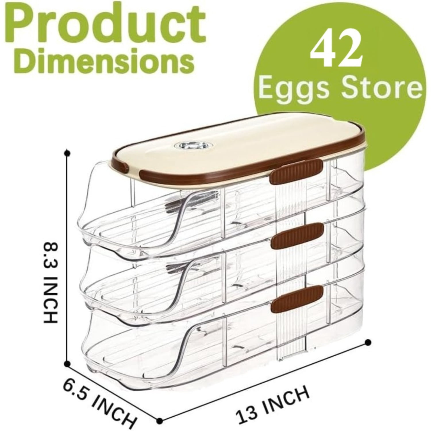 Clear Stackable 3 Tier Automatic Rolling Egg Dispenser With Handle — image 4 of 6