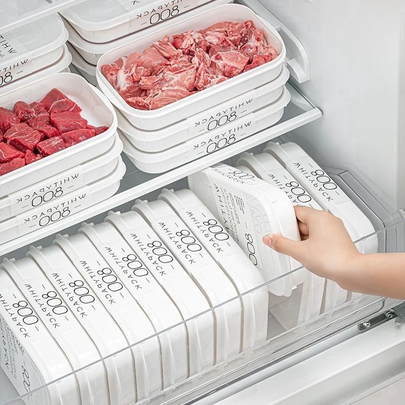 6pcs 12oz Food Grade Plastic Meal Prep Container Square Freezer Fridge Storage Box with Clip Lid for Meat Vegetables Leftovers Space Saving Dishwasher Safety