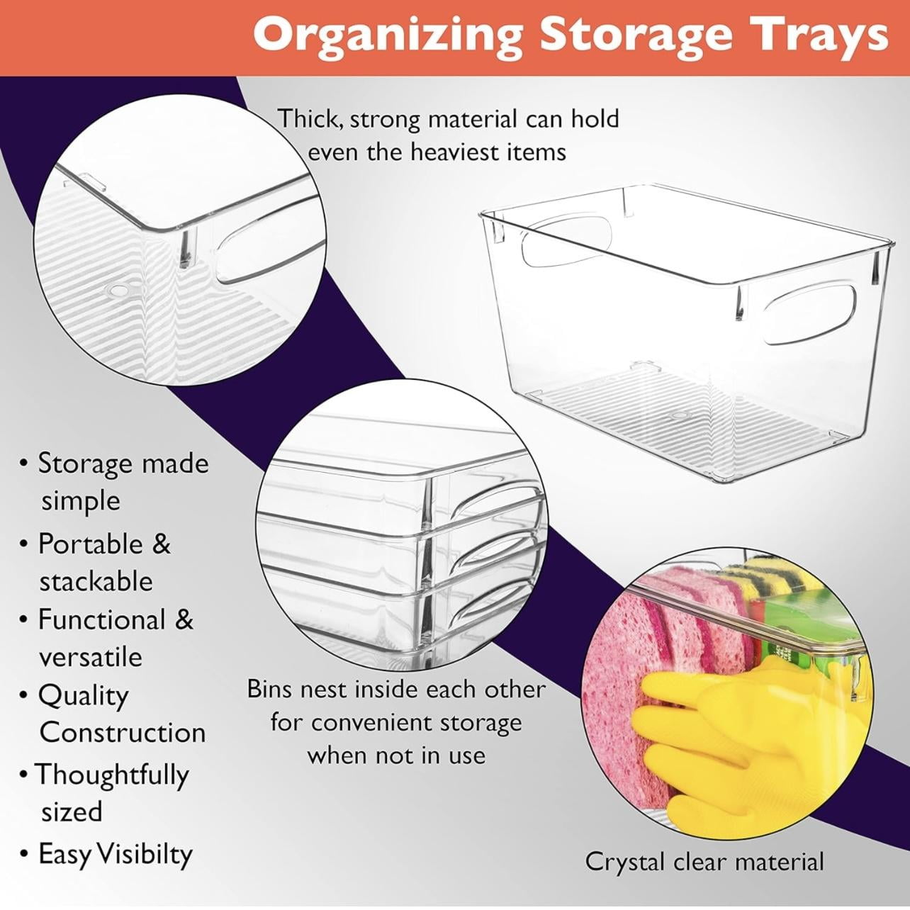 ZHOHO TANT Stackable Clear Plastic Storage Bins, Pantry & Fridge Organizers, Kitchen & Bathroom Storage Containers — image 6 of 9