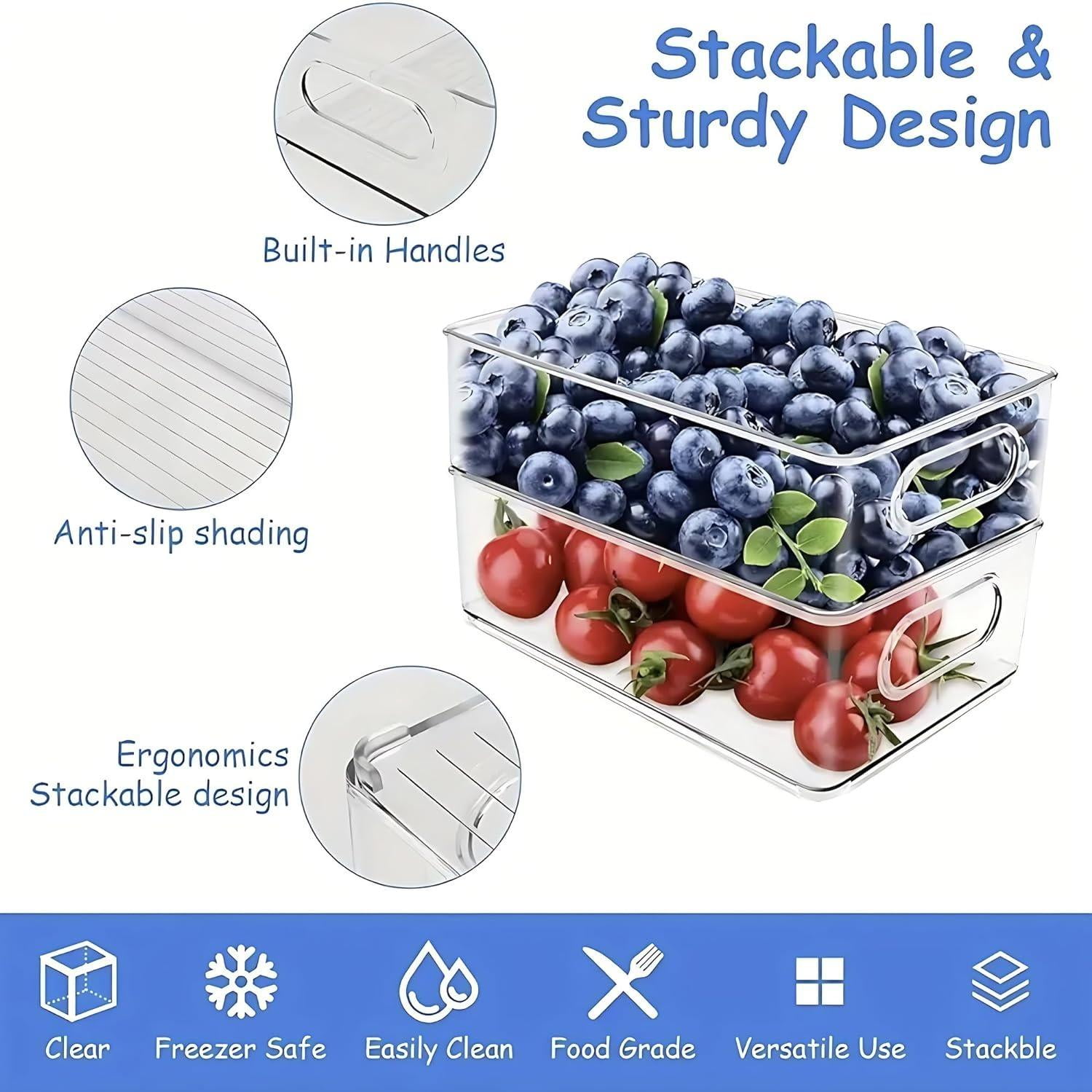 ZHOHO TANT Clear Stackable Refrigerator Organizer Bins, 9-Piece Set, 3 Sizes for Fridge, Freezer, Pantry — image 7 of 8